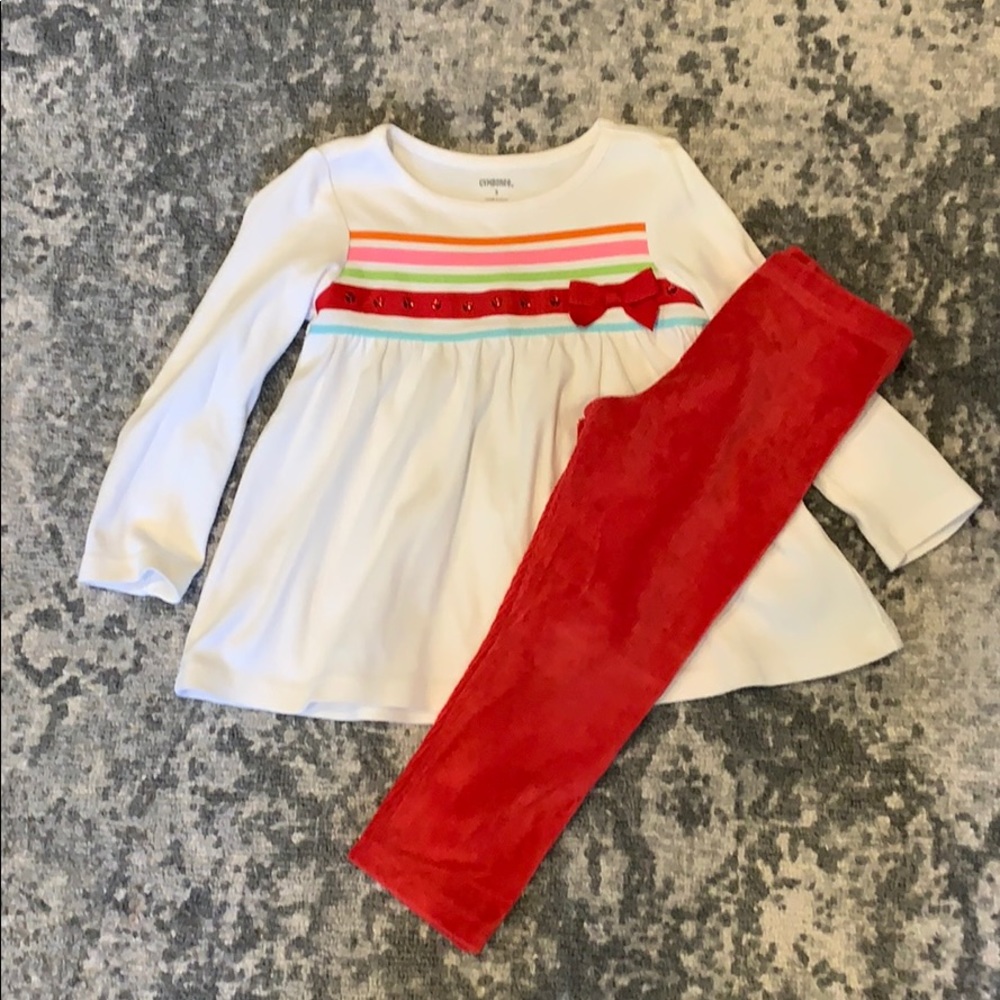 Gymboree Winter/Holiday Top Velour Leggings 3